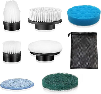 Electric Spin Scrubber Replacement Heads 7 in 1 Cleaning Brush, for Electric Spin Scrubber of ANS-8051A/8050 Power Shower Scrubber,for Household and Heavy Oil Pollution Cleaning Accessory Black