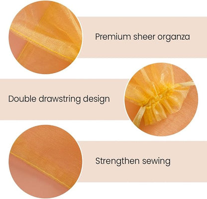 Meowoo 100PCS Organza Bags, 3x4in Small Mesh Bags Drawstring, Mesh Gift Bags Drawstring for Jewelry, Candy, Christmas, Sachets, Festivals, Bathroom Soaps, Makeup Organza, Wrapping Supplies(gold)