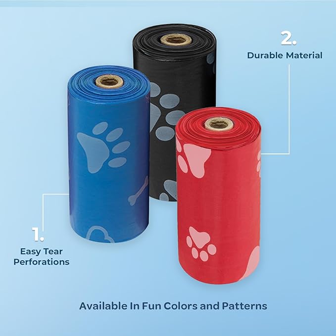 Best Pet Supplies Dog Poop Bags for Waste Refuse Cleanup, Doggy Roll Replacements for Outdoor Puppy Walking and Travel, Leak Proof and Tear Resistant, Thick Plastic - Assorted, 360 Bags