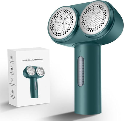 Fabric Shaver, Handzee Electric Lint Shaver, Dual Motor Sweater Shaver, Fabric Pilling Remover, Powerful 2 Gear 6-Leaf Blades, Portable Defuzzer Clothes Fuzz Remover for Sweater Furniture (Green)