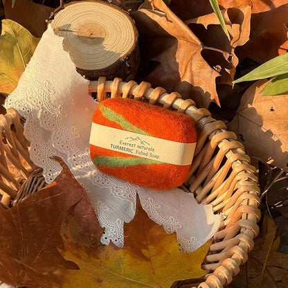 Handmade Felted Soap with Tibetan Yak Milk & Wool Natural Exfoliating Bar for Face & Body, 6 Scents, Includes Bamboo Dish & Travel Pouch (Yak milk)