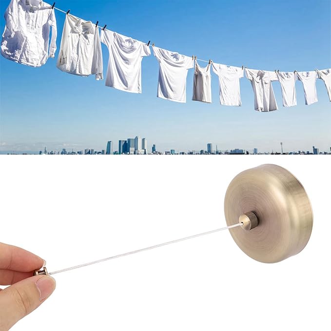 Retractable Clothesline, 304 Stainless Steel Retractable Laundry Line Indoor Heavy Duty Shower Clothesline Clothes Line Wall Mounted Retractable Laundry Line Laundry Accessories(Bronze)