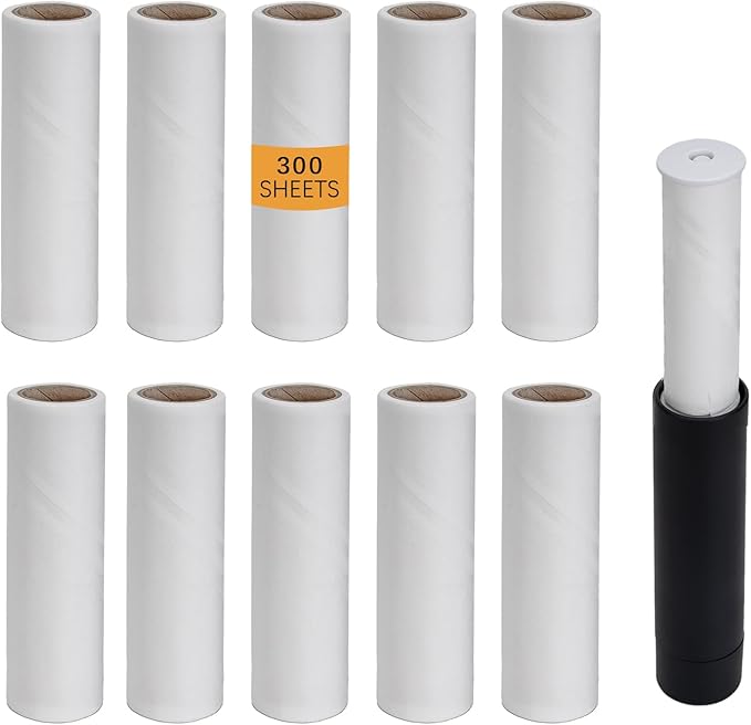 Lint Roller Refill Compatible with Flint,Extra Sticky Retractable Lint Refills Replacement Compatible with Flint,30 Sheets per Roll(Pack of 10,Total 300 Sheets)(No Roller Handle)