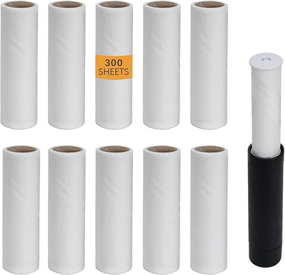 Lint Roller Refill Compatible with Flint,Extra Sticky Retractable Lint Refills Replacement Compatible with Flint,30 Sheets per Roll(Pack of 10,Total 300 Sheets)(No Roller Handle)
