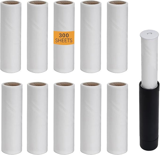 Lint Roller Refill Compatible with Flint,Extra Sticky Retractable Lint Refills Replacement Compatible with Flint,30 Sheets per Roll(Pack of 10,Total 300 Sheets)(No Roller Handle)