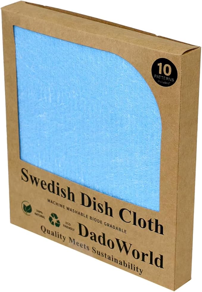 Swedish Dish Cloths 10 Pack – Super Absorbent Reusable Cleaning Cloths, Eco Friendly Biodegradable Kitchen Towels, Alternative to Paper Towels for Dishes, Counters & Home Cleaning