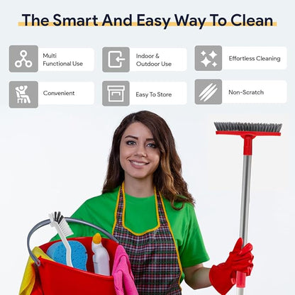 Foxtrot Living 2 in 1 Grout Brush with Long Adjustable Telescopic Handle and Handheld Stiff Bristle Scrubber, Swivel Grout Cleaner for Tile Floors, Grout Cleaning Brush for Floor Cleaning