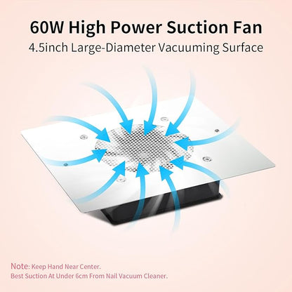 BLUETOP Nail Dust Collector Nail Vacuum Cleaner Table Embedded Dust Extractor Vacuum Professional Built in Desktop Nail Dust Collector Quiet Nail Fan Low Noise for Nail Salon Home