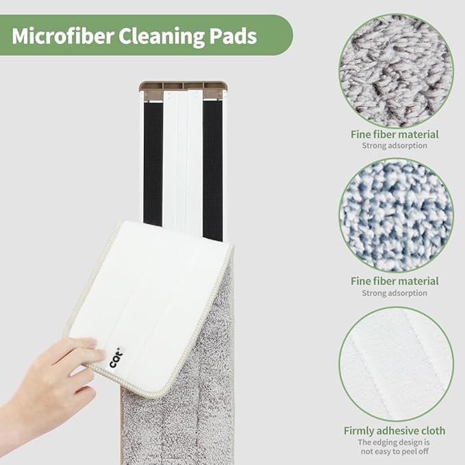 CQT Replacement Flat Floor Mop Reusable Washable Microfiber Pads for Floor Care System 2 Wet and 2 Dry Mop Pads Packed (24")