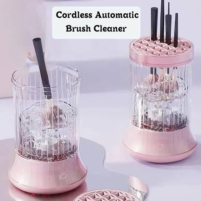 Cordless Electric Paint Brush Cleaner,Rinse Cup,Brush Rinser for Painting, Brush Cleaning Washer Rinser for Acrylic, Watercolor Painting,Bling Brush Holder (1, Bling Pink)