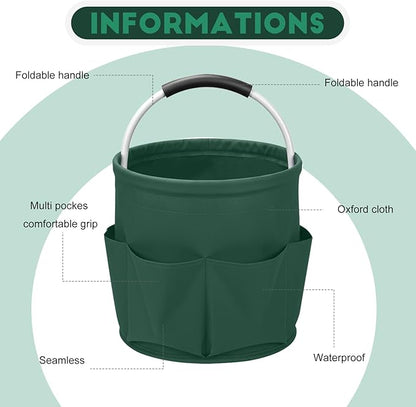 Cleaning Caddy for Cleaning Supplies,17L Cleaning Supply Caddy with Handle Foldable Cleaning Supplies Organizer Bucket Cleaning Products Organizers for Home, Garden (Grass Green)