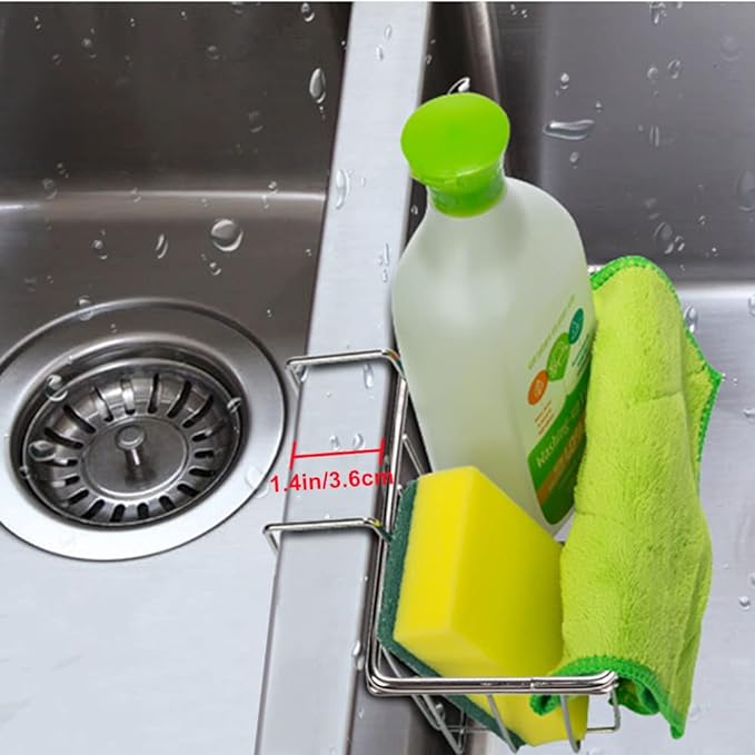 Kitchen Sponge Holder - JIANYI Stainless Steel Holder, Kitchen Sink Caddy, Dishwashing Liquid Drainer Rack - Sink Organizer for Sponge Brush Soap Towel and Sink Supplies