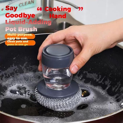 Comfort Grip Soap Dispensing Kitchen Scrub with 1/4/7 Cleaning Balls, Soap Dispensing Dish Brush Without Soap, Replaceable Cleaning Brush, for Cleaning Dishes, Pots, Pans & Sinks (1+7PcsBalls)