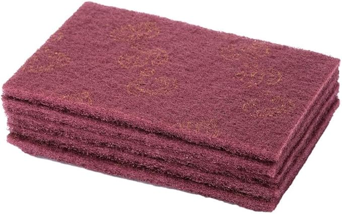 5 Pack Heavy Duty Abrasive Scouring Pads, Sturdy and Efficient Cleaning, Professional Grade Quality, for Kitchen, Car Washing, BBQ, Oven, Tough (Red)