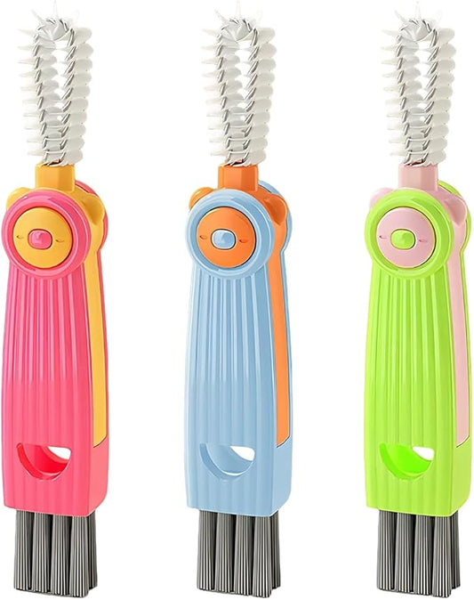 3 in 1 Cup Lid Gap Cleaning Brush Set, 3PCS Multifunctional Bottle Cleaner Bottle Cleaning Brush for Bottle Gaps Home Kitchen Cleaning Tools Mixed Colors