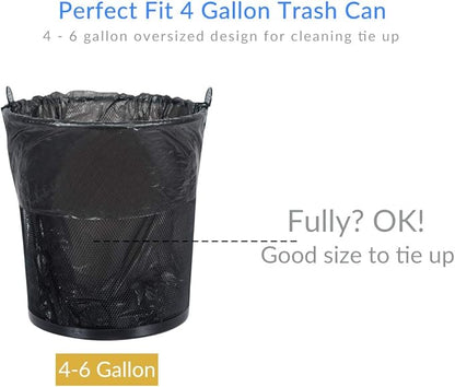 Jaoul Trash Bags 4 Gallon, Small Garbage Bags, Strong & Unscented Trash Bags for Kitchen, Bathroom, Office, Restroom, Car, Black, 60 Counts