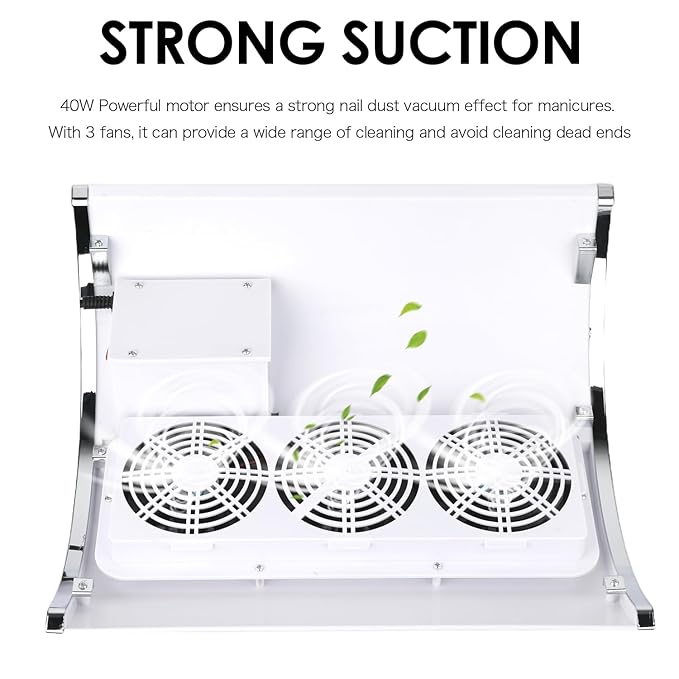 Nail Dust Collector Powerful Nail Vacuum Dust Collector, Nail Dust Vacuum Cleaner Dust Extractor for Poly Nail, Acrylic Fan Vacuums Dust Suction Machine Manicure Dust Collector for Nails