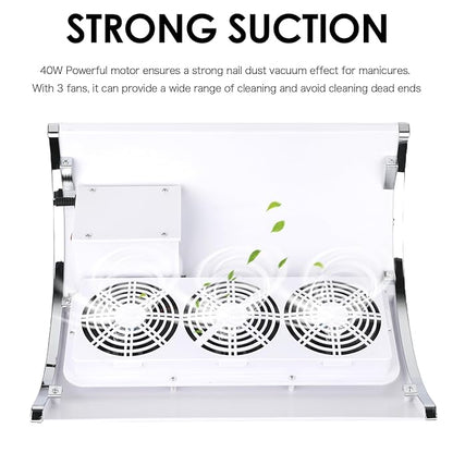 Nail Dust Collector Powerful Nail Vacuum Dust Collector, Nail Dust Vacuum Cleaner Dust Extractor for Poly Nail, Acrylic Fan Vacuums Dust Suction Machine Manicure Dust Collector for Nails