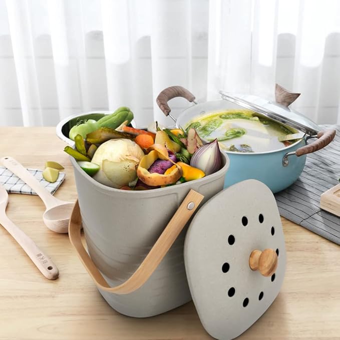 Reotemp Bamboo Fiber Kitchen Compost Bin (Grey)
