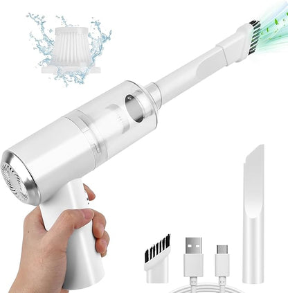 Mini Vacuum Cleaner for,2 in 1 Keyboard Vacuum Cleaner Wireless Handheld,Car Vacuum with Brushless Motor High Power 120W Rechargeable Easy to Clean Car Interior (White)