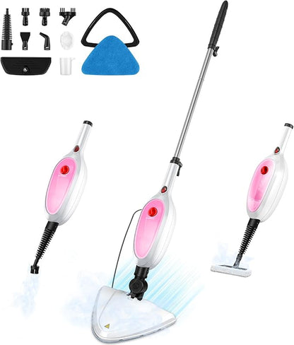 Steam Mop & Detachable Handheld Steamer 2-in-1 Design, 20s Fast Heat-Up, 16FT Power Cord, 10-in-1 Multi-Purpose Steam Cleaner for Hardwood Floors/Carpet/Tile/Grout/Window/Stove for Deep Home Cleaning
