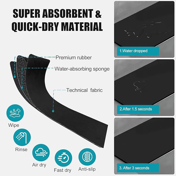 Customizable Faucet Mat for Kitchen Sink: 33"Lx5.5"W Long Absorbent Edge Protector & Splash Guard for Large Double bowl Sink- Cut to Fit 2, 3, 4 Holes Faucet & Irregular Sink with Soap Dispenser