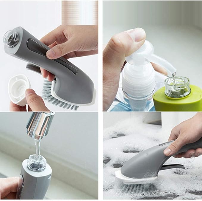 Yosoo Automatic Soap Dispensing Brush, Professional Anti Skid Handle, Easy to Use, with Pot Brush for Sink Kitchen (2)