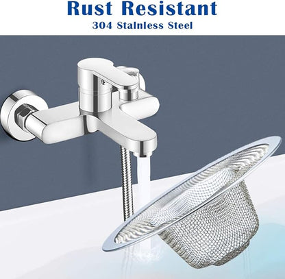 2 Pcs Heavy Duty Stainless Steel Slop Basket Filter Trap, 3.54" Top / 1.65" Mesh Metal Sink Strainer, Perfect for Kitchen Sink/Bathroom Bathtub RV Wash Basin Floor Drain Balcony Drain Hole