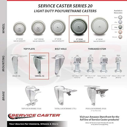 5" Casters for Rubbermaid 4400, 4500 Series - Heavy Duty Replacement, 4PK