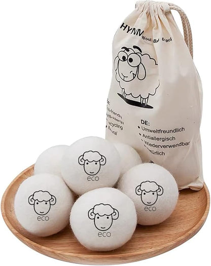 6-Pack Wool Dryer Balls Reusable Laundry Balls for Dryer Natural Fabric Softeners and Wrinkle Release, Organic and Eco Wool Dryer Ball for Pet Hair Removal, Dryer Sheets, Drying Ball