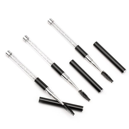 G2PLUS 3PCS Eyebrow Brushes with Cap, Portable and Bendable Brow Brush, Eyelash Mascara Brushes Wands Applicator Makeup Tools for Eyelash Extensions and Eyebrow Comb (Black）