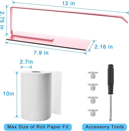 Paper Towel Holder, Toilet Paper Roll Holder Magnetic Towel Rack Wall Mount Fridge Organizer Shelf for Towels Rolls Bar Bathroom Toilet Pantry RV Essentials Kitchen Organizers and Storage Pink