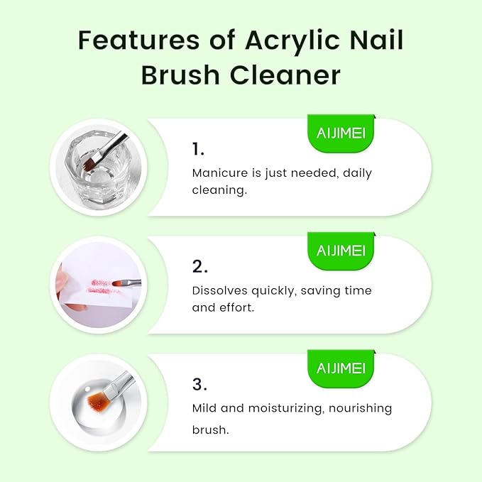 Uv&Led Gel Cleanser Slip Solution for Poly Nail Gel 120ml & Nail Brush Cleaning Solution for Fast Cleaning Acrylic Nail Brush Cleaner Nail Art Paint Brushes Cleaner