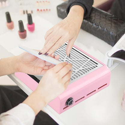 Nail Vacuum Dust Collector for Nails Pink Nail Dust Collector Vacuum, Nail Duster Collector Fan for Nails Dust Collector Acrylic Nails with a Brush for Manicure Salon