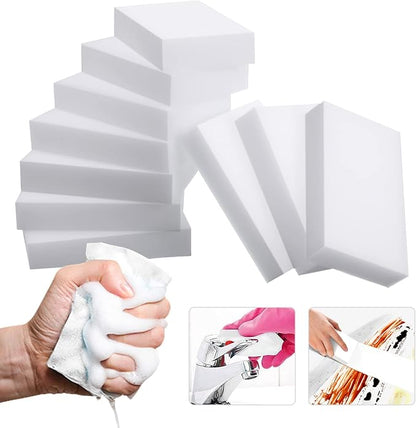 100Pack Magic Sponge Eraser | Extra Large Melamine Sponge Foam in Bulk | Multi-Functional Household Cleaning Sponge for Kitchen, Bathrooms, Sink, Walls, Vehicles, Shoes | No Scratch Cleaning Pads