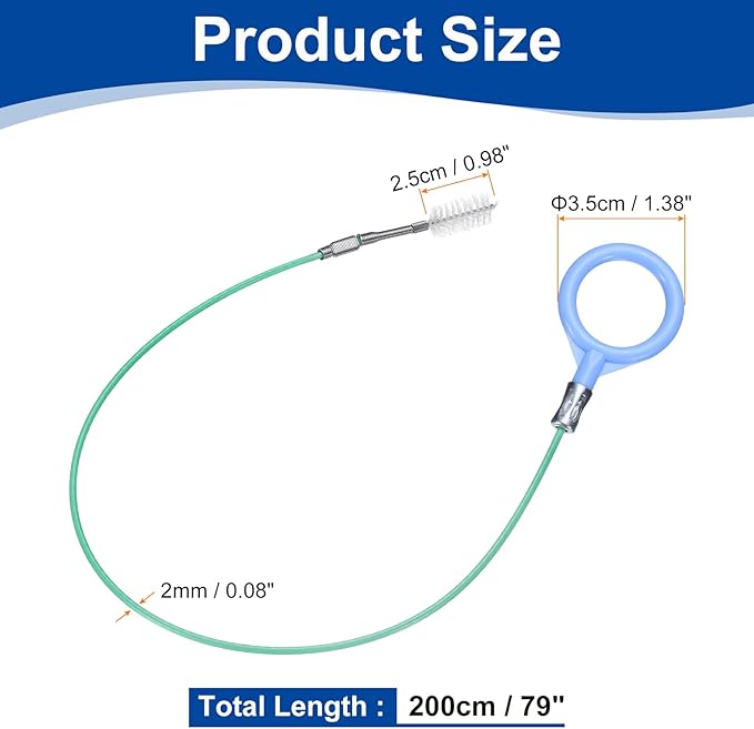 HARFINGTON 2pcs Flexible Drain Clog Remover Tool 0.08" Dia. 79" Sink Sewer Hair Drain Cleaner Tool Sink Unclogger for Kitchen Toilet Bathtub Sewer