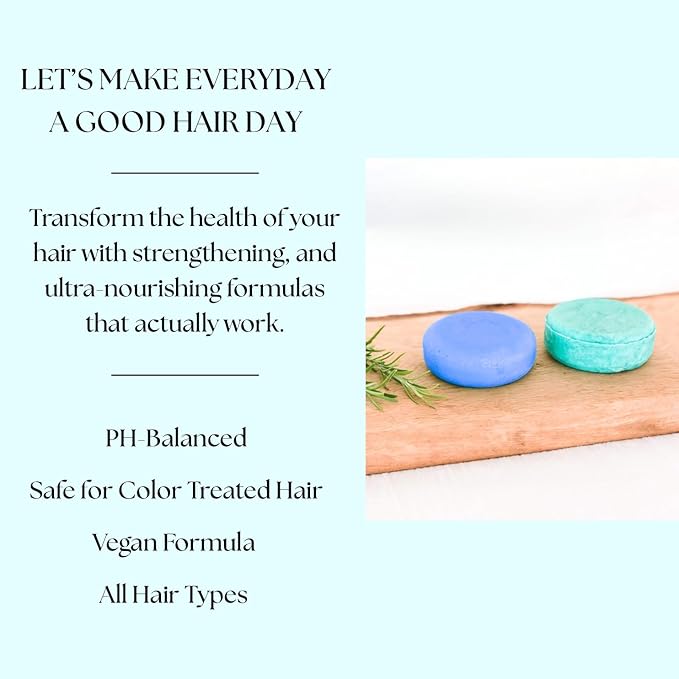Peppermint & Rosemary Shampoo & Conditioner Bar Set, Organic, Vegan, Volumizing, Hydrating Argan Oil Conditioner & Shampoo for Curly or Straight Hair, Paraben & Sulfate Free, Made in USA