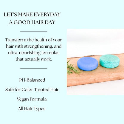 Peppermint & Rosemary Shampoo & Conditioner Bar Set, Organic, Vegan, Volumizing, Hydrating Argan Oil Conditioner & Shampoo for Curly or Straight Hair, Paraben & Sulfate Free, Made in USA