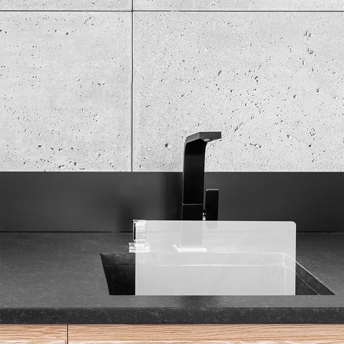 PRETYZOOM Acrylic Kitchen Sink Splash Guard 13.77 X 8.26 Inch Clear Water Barrier Panel for Countertop and Bathroom Sink Protection