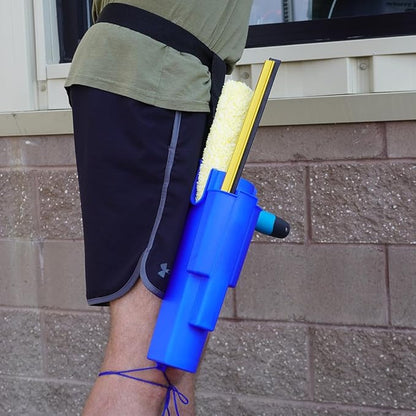 XERO Window Cleaning Holster and Belt- Detachable Side Bucket on a Belt Squeegee and Tool Holder for Home & Professional Cleaners-Fits up to Two 12-Inch Squeegees and One 18-inch squeegees- Blue