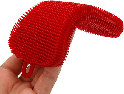 Red 5 Pcs Silicone Cleaning Scrubber，Colored Sponges for Dishes for Cleaning Silicone Scrubber Kitchen