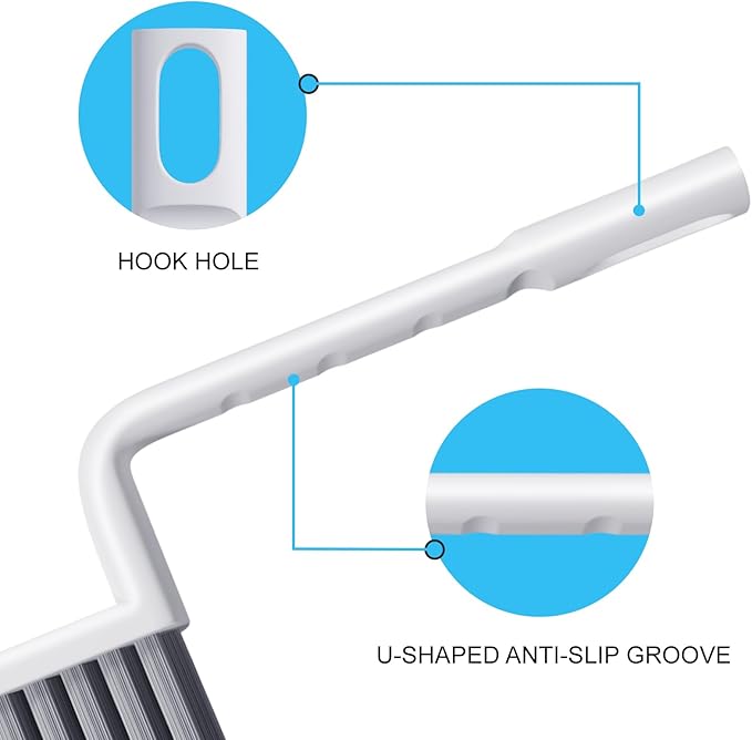 MIXVOVA V-Shaped Grout Cleaner Brush, 3 Pcs Grout Brushes for Tile Floor, Handheld Grout Cleaning Brushes Set with 3 Hooks for Shower, Bathroom, Kitchen, Home Use, Stiff Bristle