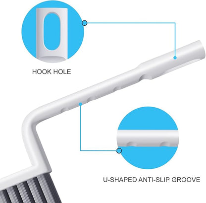 MIXVOVA V-Shaped Grout Cleaner Brush, 3 Pcs Grout Brushes for Tile Floor, Handheld Grout Cleaning Brushes Set with 3 Hooks for Shower, Bathroom, Kitchen, Home Use, Stiff Bristle