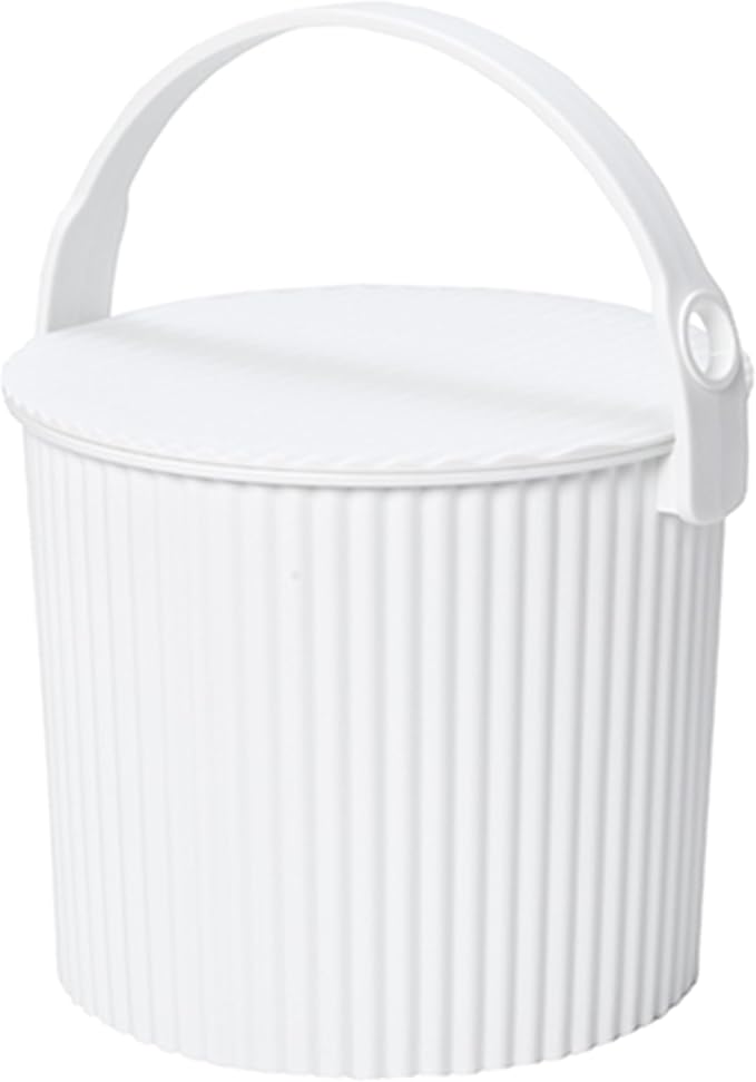 Hachiman Mini Bucket - 1.1 Gallon Heavy Duty Bucket with Lid and Handle - Hands-Free Filling - Easy to Stack and Store - Indoor Outdoor Use - 6.9" x 8.3" - White