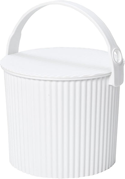 Hachiman Mini Bucket - 1.1 Gallon Heavy Duty Bucket with Lid and Handle - Hands-Free Filling - Easy to Stack and Store - Indoor Outdoor Use - 6.9" x 8.3" - White