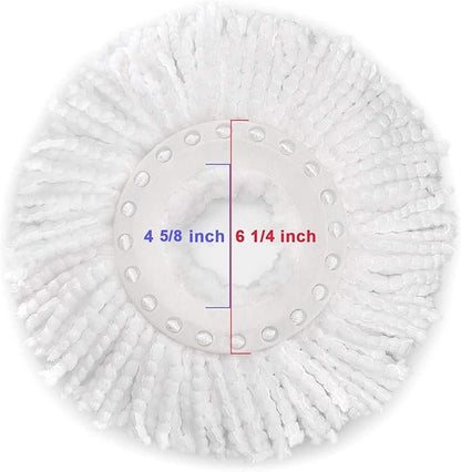 6 Pack Spin Mop Replacement Head for Hurrica, Mopnad, Cassabel and Other 360 Spin Mop Systems, Microfiber Spin Mop Refills (6pc-White)