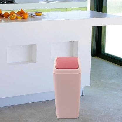 Kekow 4.5 Gallon Plastic Trash Can with Swing-Top, Swing Lid Waste Can, Pink