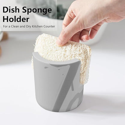 Diatomite Sponge Holder, 3x3.5 inch Quick Dry Kitchen Sink Organizer Water Fast Absorbing Stone Drying Sink Caddy Dish Sponge Holder for Kitchen Soap Dishes Bathroom Organizer Sink Tray, Grey