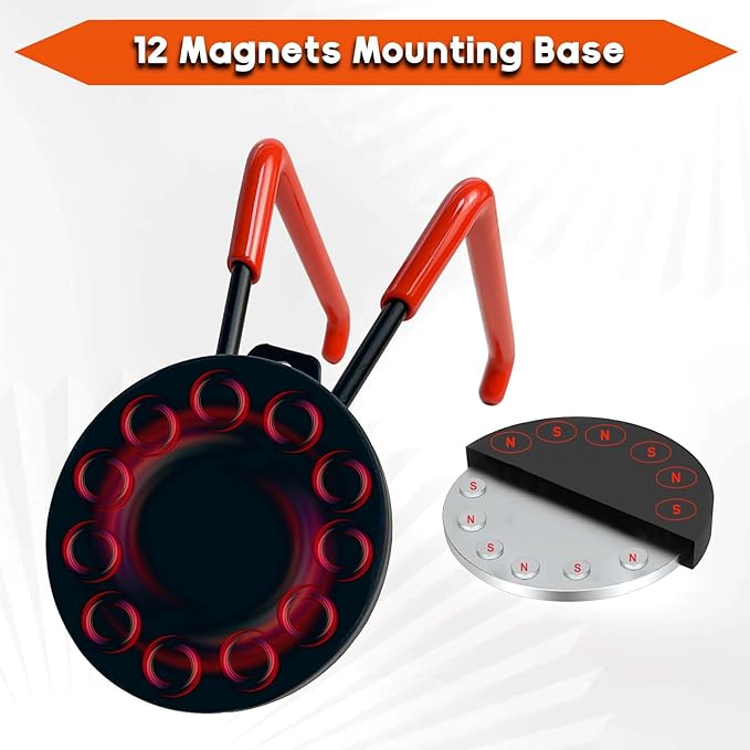 EDSRDUX Heavy Duty Magnetic Hooks – Strong Storage Utility Magnet Hook with Anti-Slip Rubber Coating for Power Tools, Garden Equipment, Pegboard, Garage & Workshop Use (Large Hook - 2 Pack)
