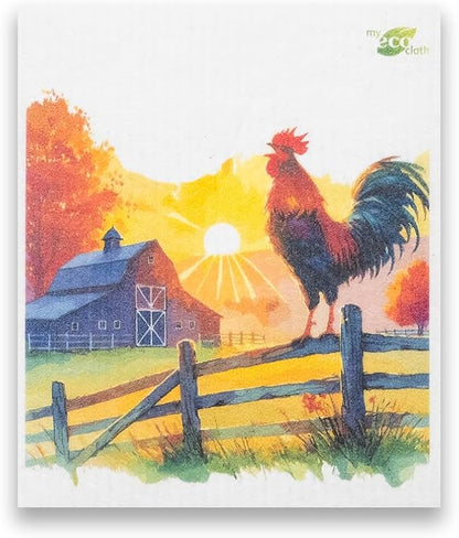 SWEDEdishcloths - Cellulose Sponge Dish Towels - Mixed Set of 6 (One of Each Design) Chickens Swedish Dish Cloths